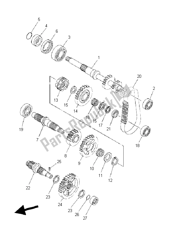 All parts for the Transmission of the Yamaha YFM 400A Kodiak 2X4 2004