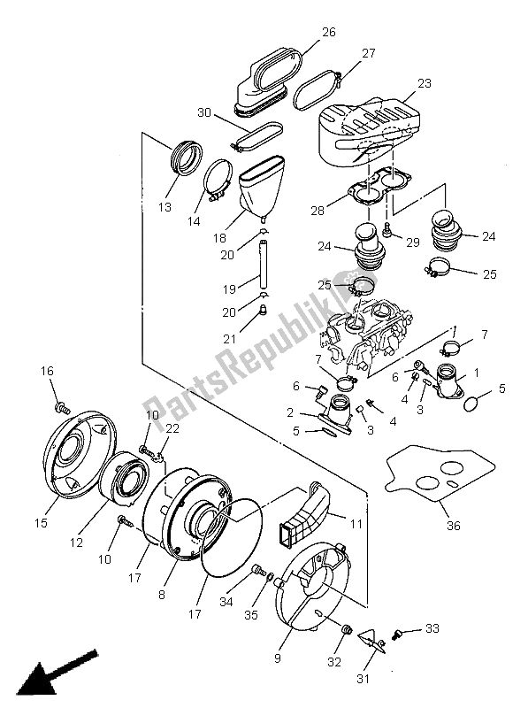 All parts for the Intake of the Yamaha XVS 650A Dragstar Classic 1998