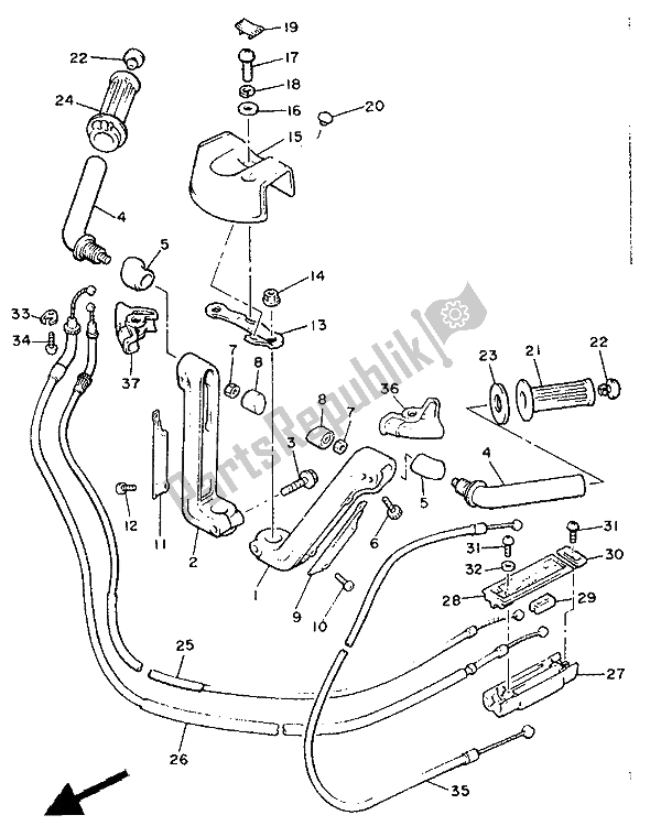 All parts for the Steering Handle & Cable of the Yamaha XVZ 12 TD Venture Royal 1300 1988