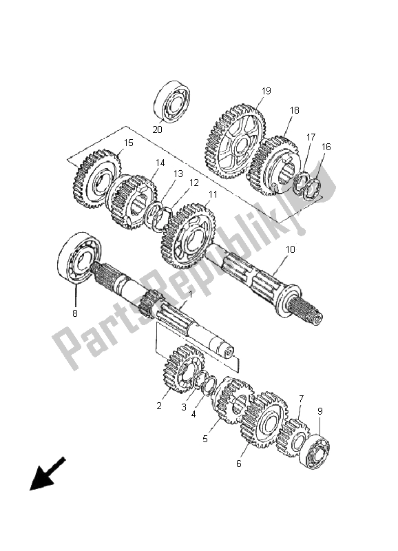 All parts for the Transmission of the Yamaha XV 535 Virago 2001