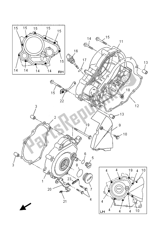 Alle onderdelen voor de Carterdeksel 1 van de Yamaha YZF R 125 2013