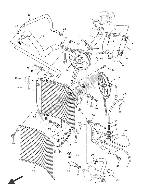 All parts for the Radiator & Hose of the Yamaha FJR 1300 AS 2016