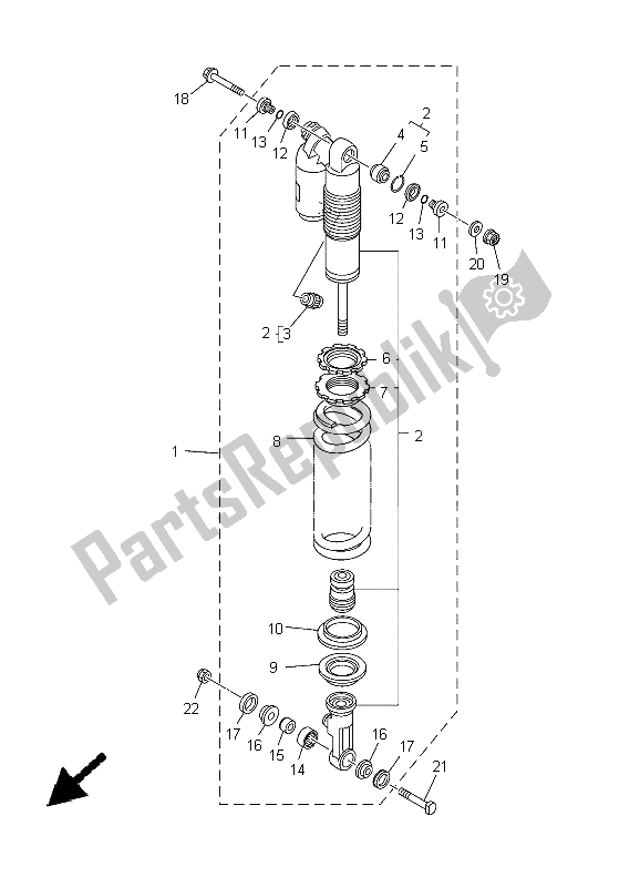 Todas as partes de Suspensão Traseira do Yamaha YZ 250 2005