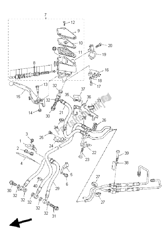 Tutte le parti per il Pompa Freno Anteriore del Yamaha VMX 17 1700 2011