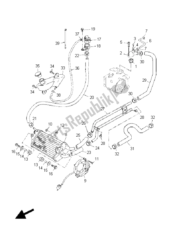 All parts for the Radiator & Hose of the Yamaha YP 250R X MAX 2008