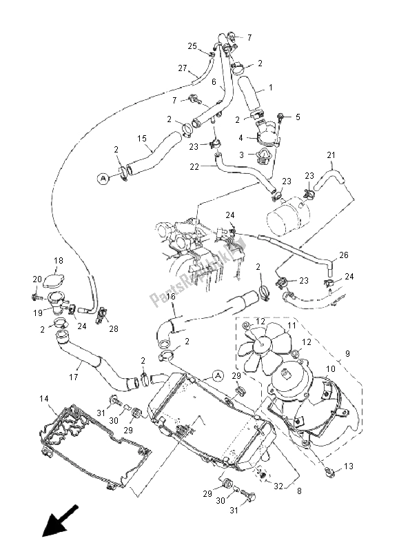 Tutte le parti per il Tubo Del Radiatore del Yamaha XP 500 T MAX 2005