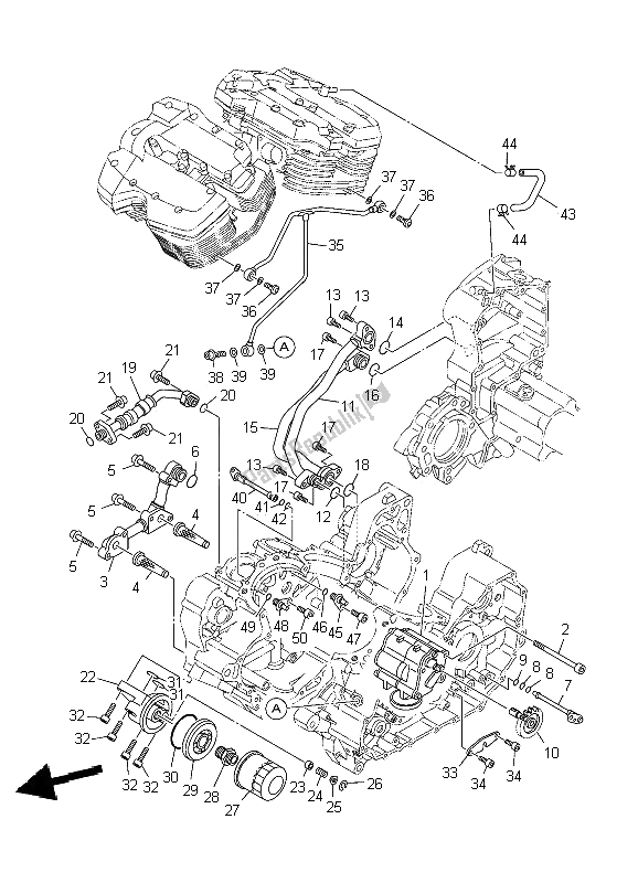 All parts for the Oil Pump of the Yamaha XV 1900A Midnighst Star 2009