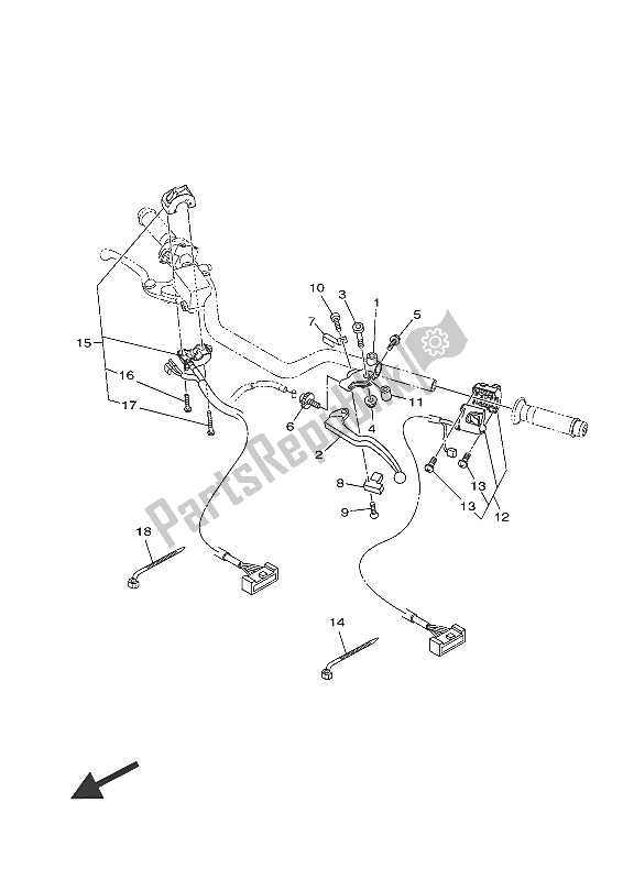 Todas as partes de Manípulo Interruptor E Alavanca do Yamaha MT-07 700 2016