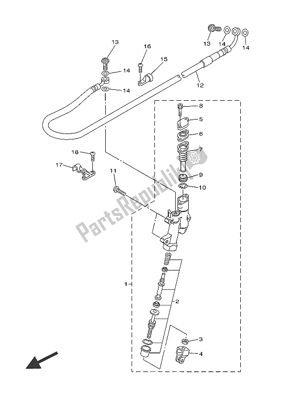 Tutte le parti per il Pompa Freno Posteriore del Yamaha WR 450F 2016
