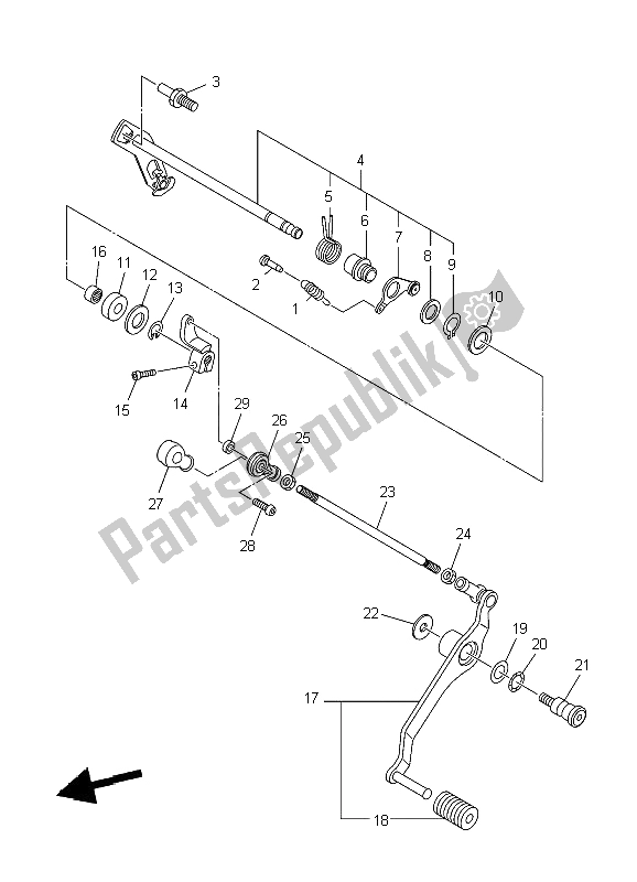 All parts for the Shift Shaft of the Yamaha XJ6 SA Diversion 600 2009