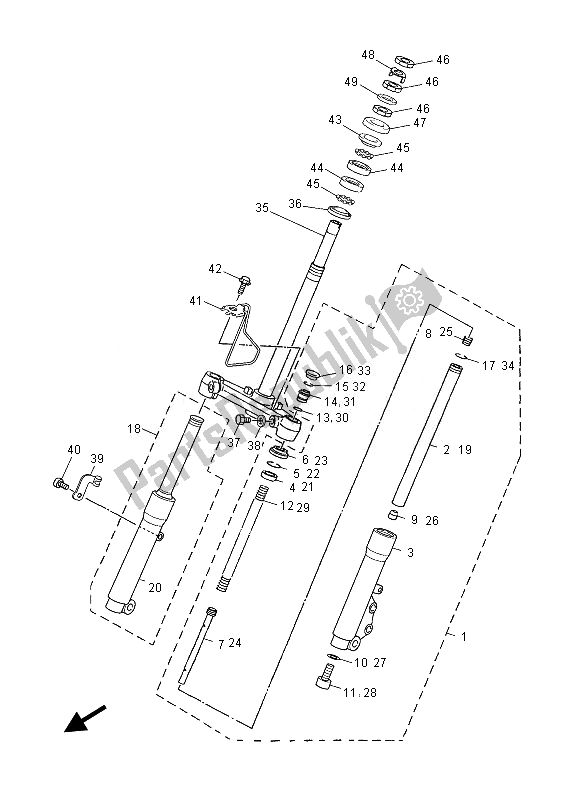 All parts for the Front Fork of the Yamaha YN 50 FU 2013