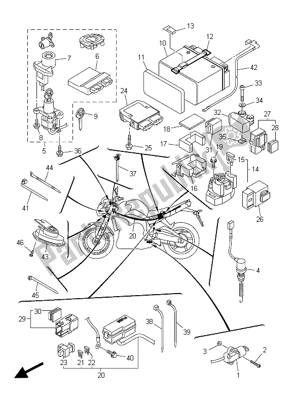 Todas as partes de Elétrica 2 do Yamaha FZ8 N 800 2015