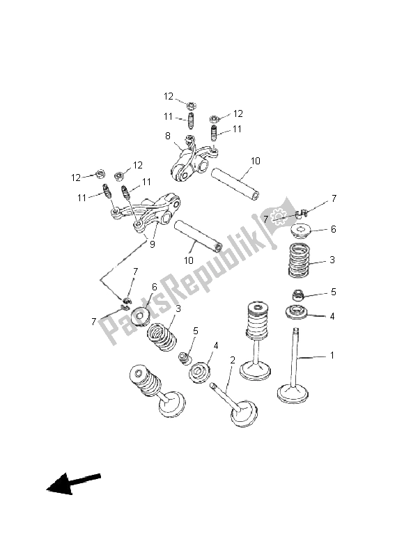 All parts for the Valve of the Yamaha XT 660R 2011