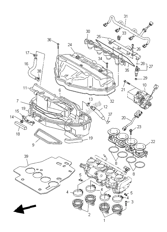 All parts for the Intake of the Yamaha YZF R6 600 2009