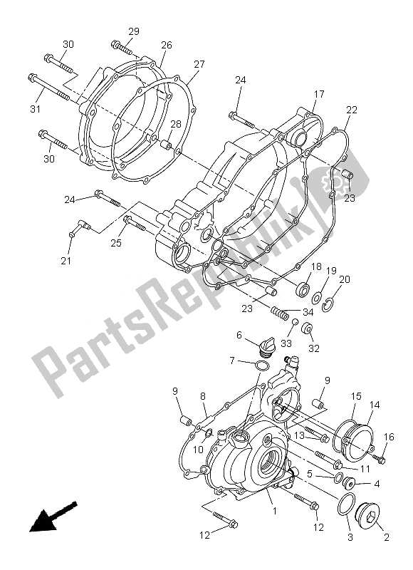 Toutes les pièces pour le Couvercle De Carter 1 du Yamaha WR 450F 2013