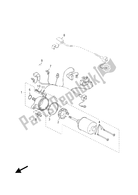 All parts for the Starting Motor of the Yamaha YP 125R 2015