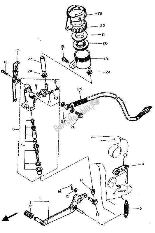 Toutes les pièces pour le Maître-cylindre Arrière du Yamaha FZR 750R 1990