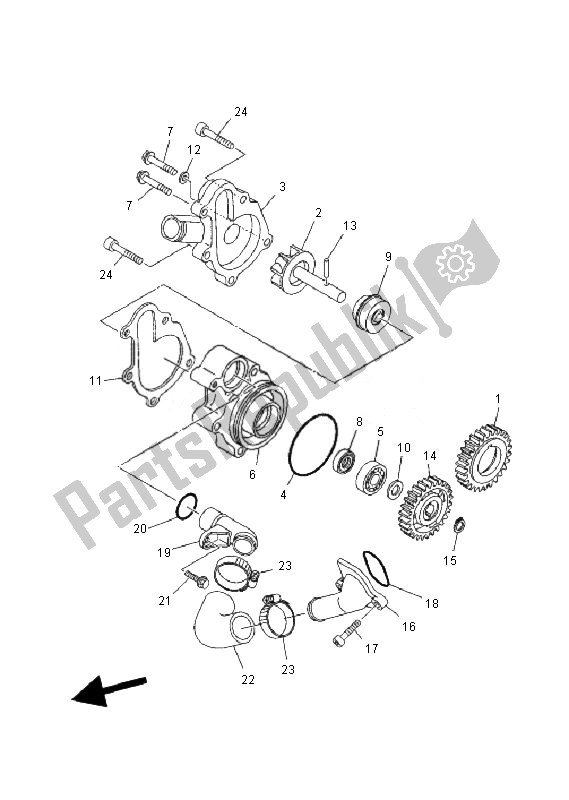 Alle onderdelen voor de Waterpomp van de Yamaha MT 03 25 KW 660 2007