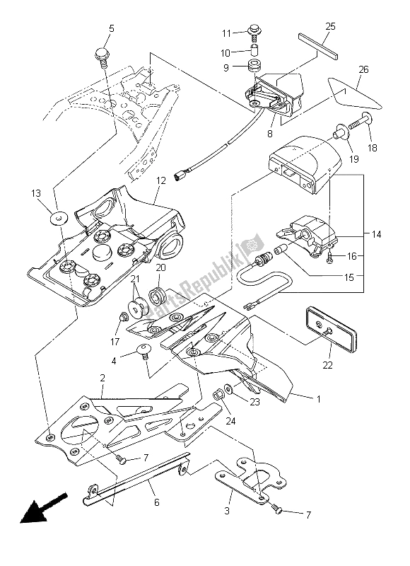 All parts for the Taillight of the Yamaha WR 250X 2014