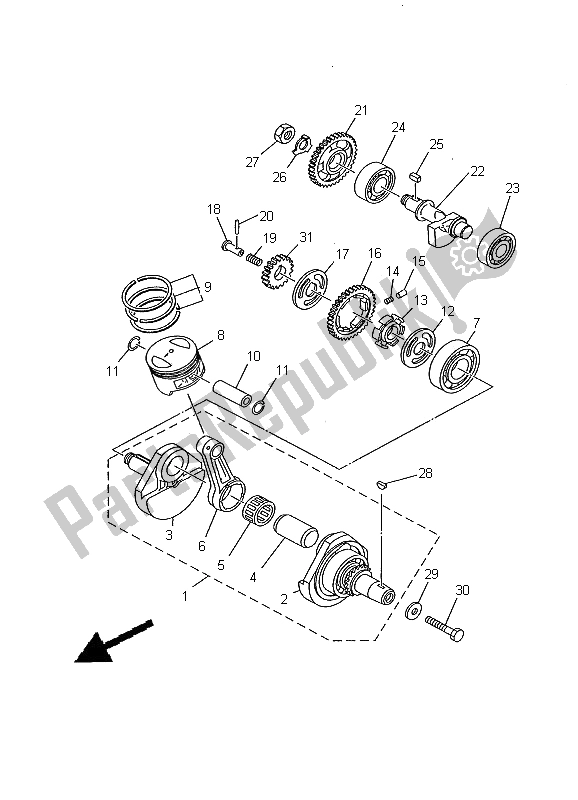 All parts for the Crankshaft & Piston of the Yamaha TW 125 2000