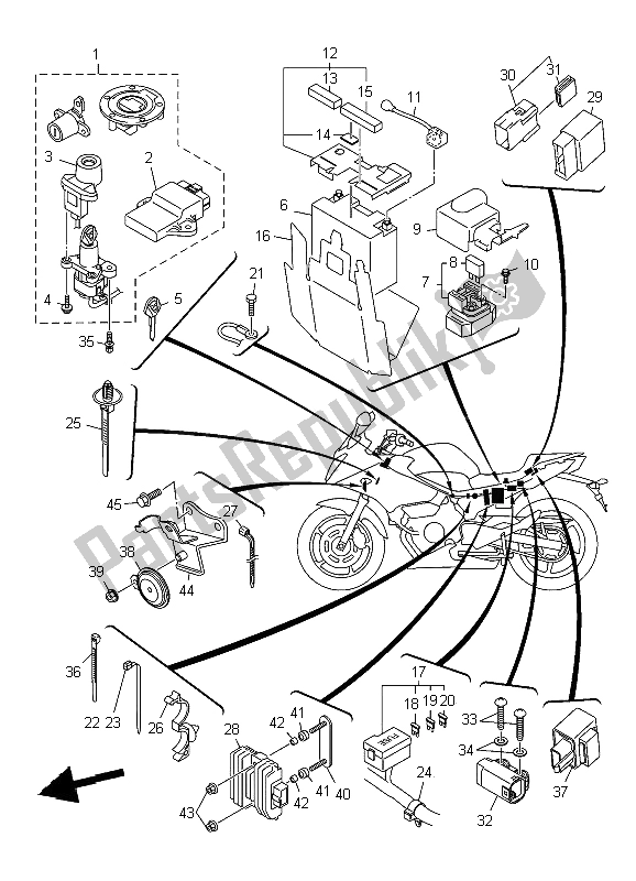 All parts for the Electrical 2 of the Yamaha XJ6S Diversion 600 2009