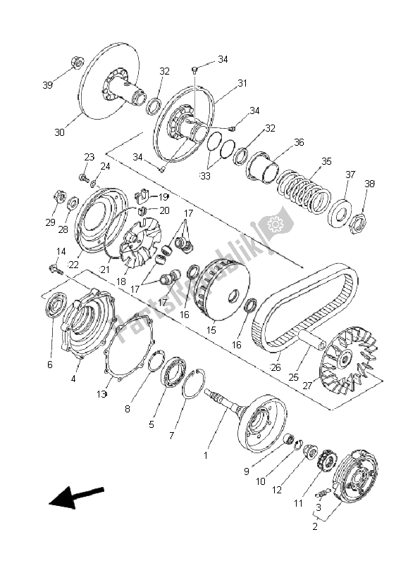 All parts for the Clutch of the Yamaha YFM 350F Grizzly 4X4 2008