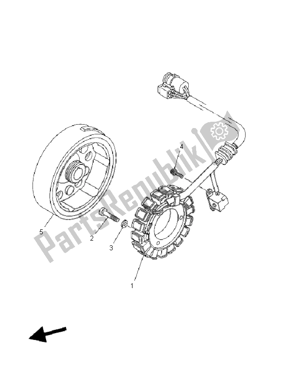 All parts for the Generator of the Yamaha YFM 350F Grizzly 2X4 2007