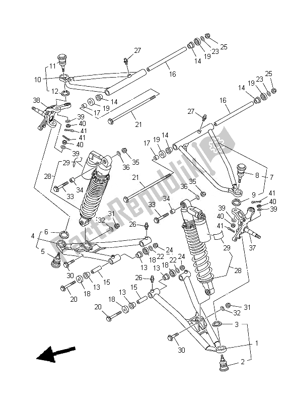 All parts for the Front Suspension & Wheel of the Yamaha YFZ 450R 2010