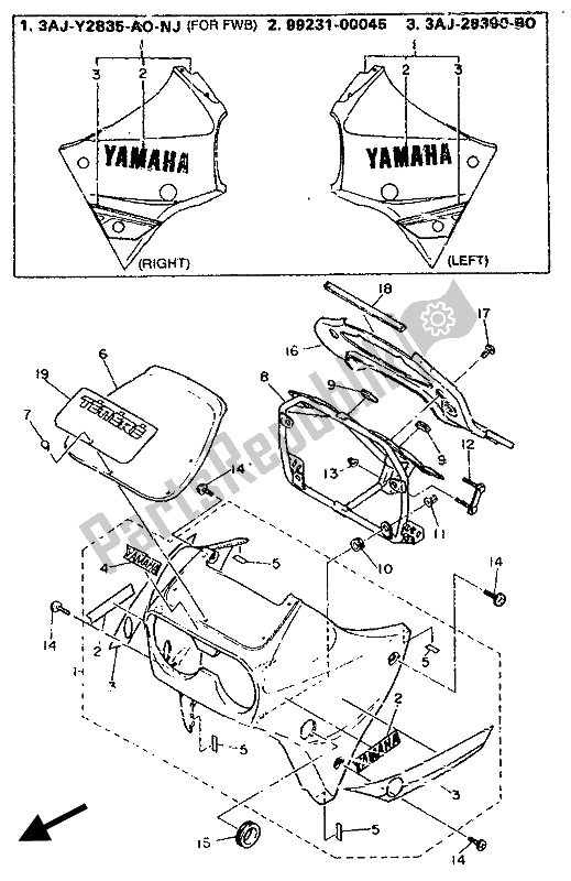 Tutte le parti per il Cowling 1 del Yamaha XT 600Z Tenere 1990