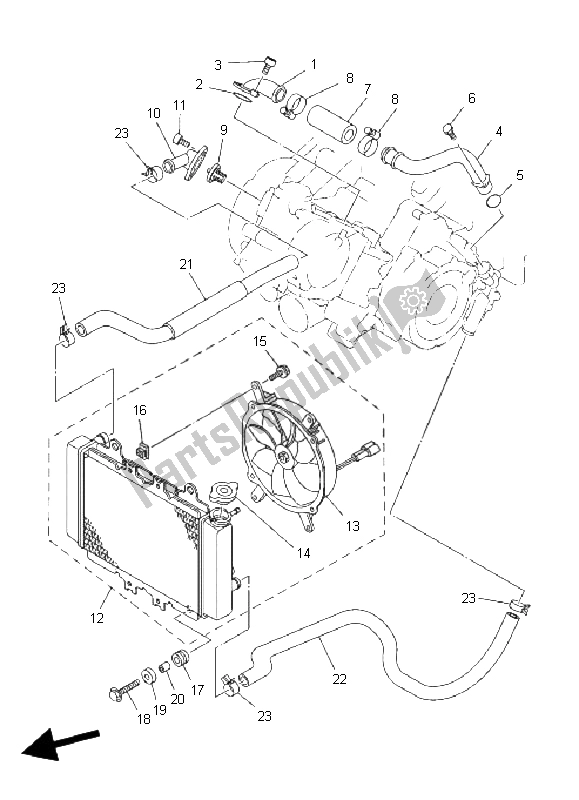 Tutte le parti per il Tubo Del Radiatore del Yamaha YFM 400F Kodiak 4X4 2003