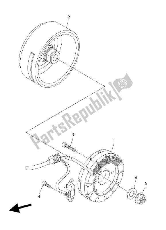 All parts for the Generator of the Yamaha WR 250F 2008