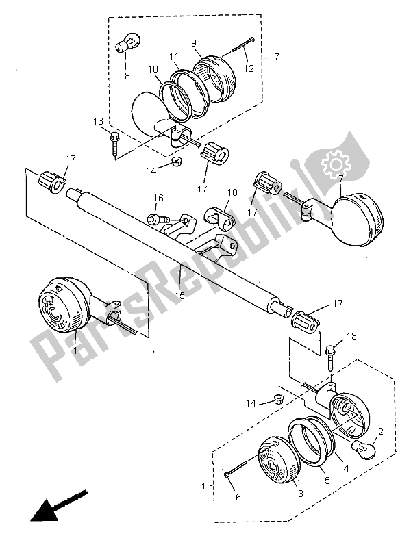 Todas las partes para Luz Intermitente de Yamaha XVZ 1300A Royalstar 1998