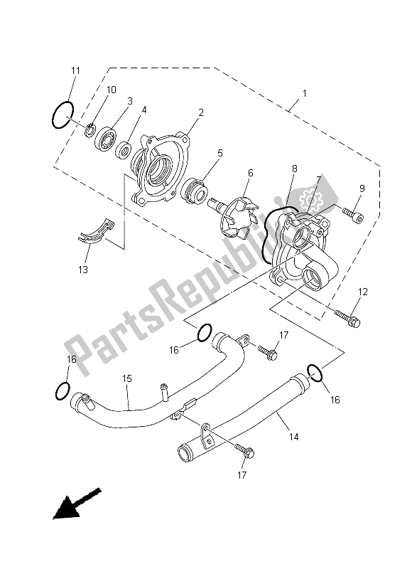 Alle onderdelen voor de Waterpomp van de Yamaha XP 500A 2014