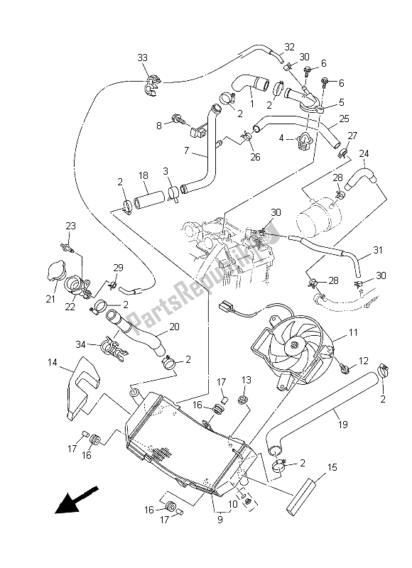 All parts for the Radiator & Hose of the Yamaha XP 500 Dnms 2015