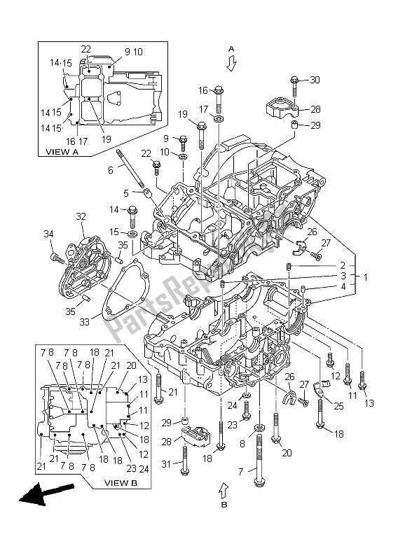 Todas las partes para Caja Del Cigüeñal de Yamaha TDM 900A 2009