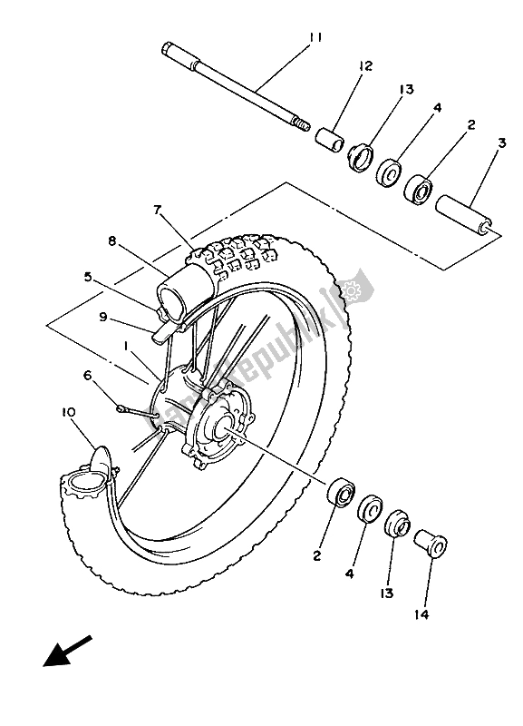 Toutes les pièces pour le Roue Avant du Yamaha YZ 490 1987