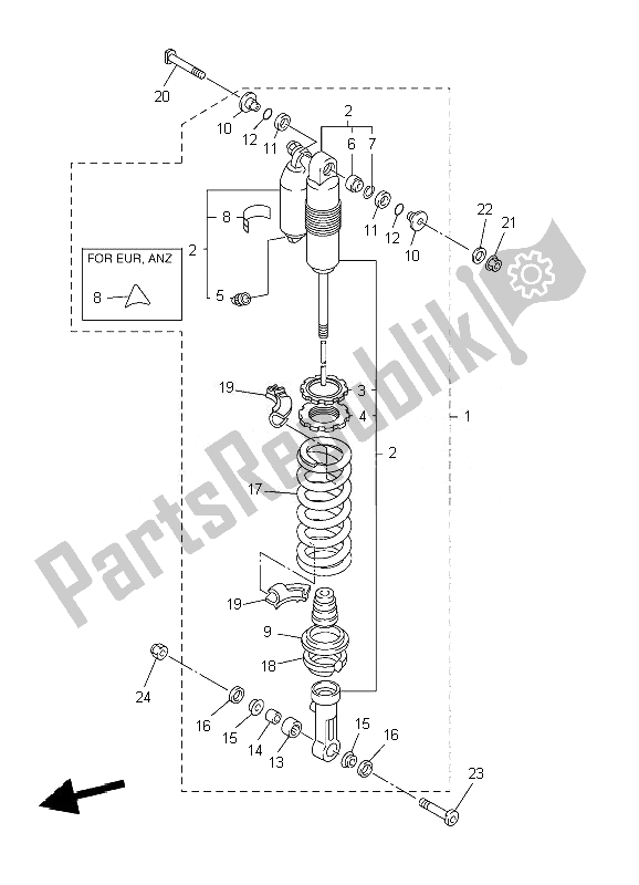 Todas las partes para Suspensión Trasera de Yamaha YZ 450F 2007