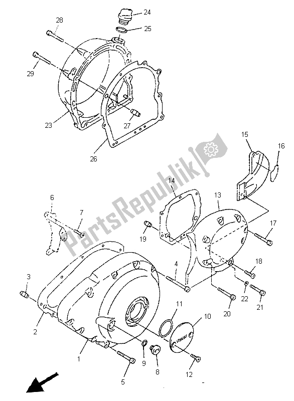 Toutes les pièces pour le Couvercle De Carter 1 du Yamaha XVZ 1300A Royalstar 1997