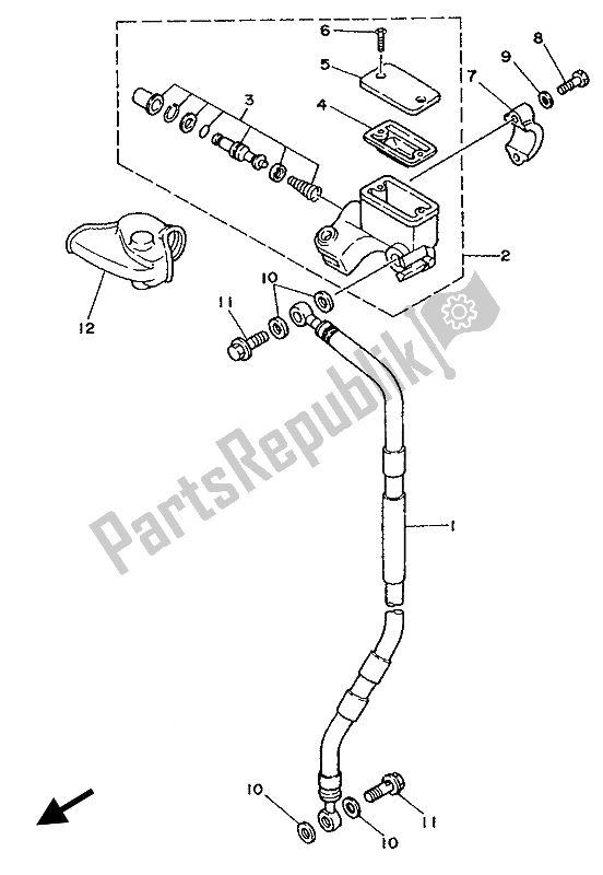 All parts for the Front Master Cylinder of the Yamaha YZ 80 LC 1992