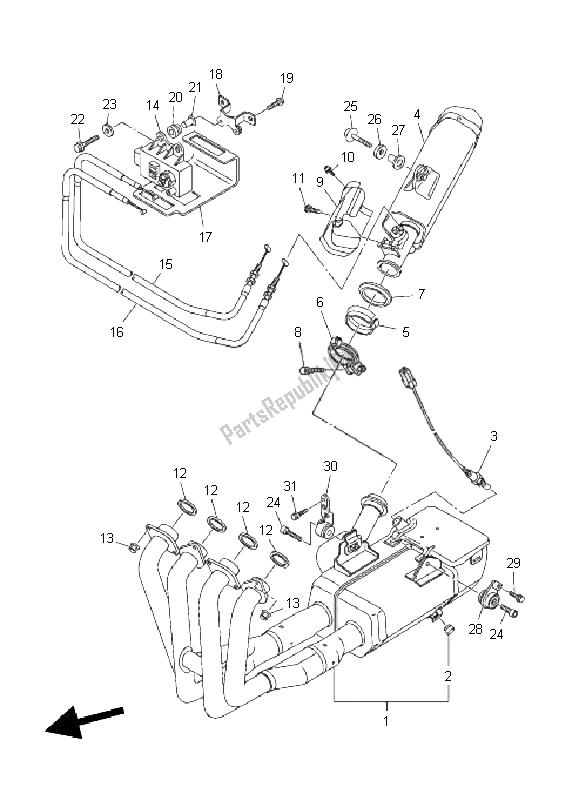 Tutte le parti per il Scarico del Yamaha YZF R6 600 2011