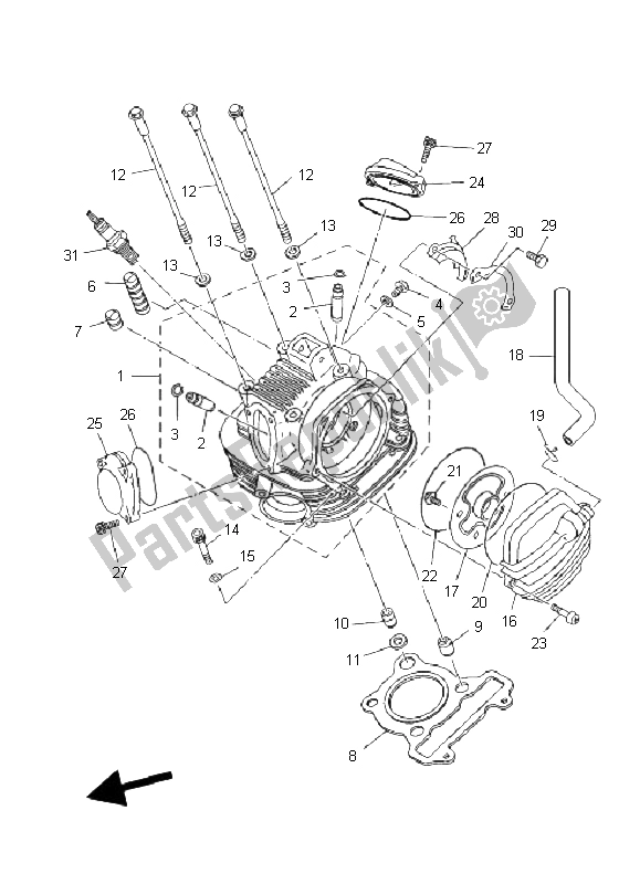 All parts for the Cylinder Head of the Yamaha YFM 250 Bruin 2005