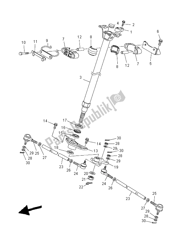 All parts for the Steering of the Yamaha YFM 550 FWA Grizzly 4X4 2014