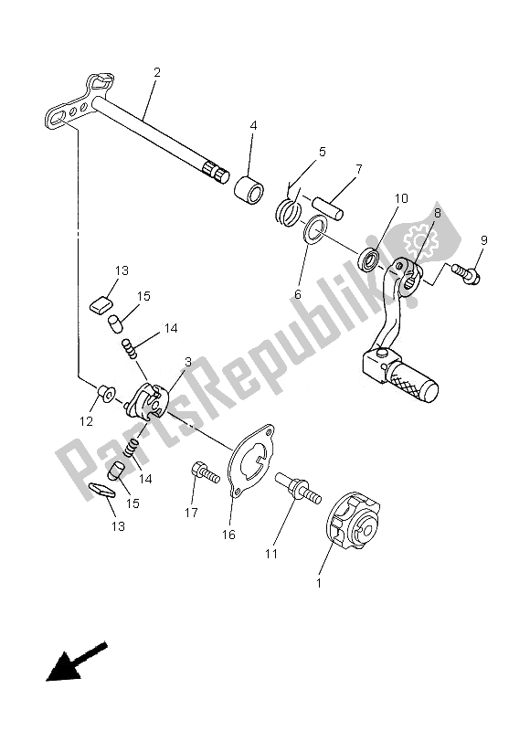 All parts for the Shift Shaft of the Yamaha YZ 450F 2013