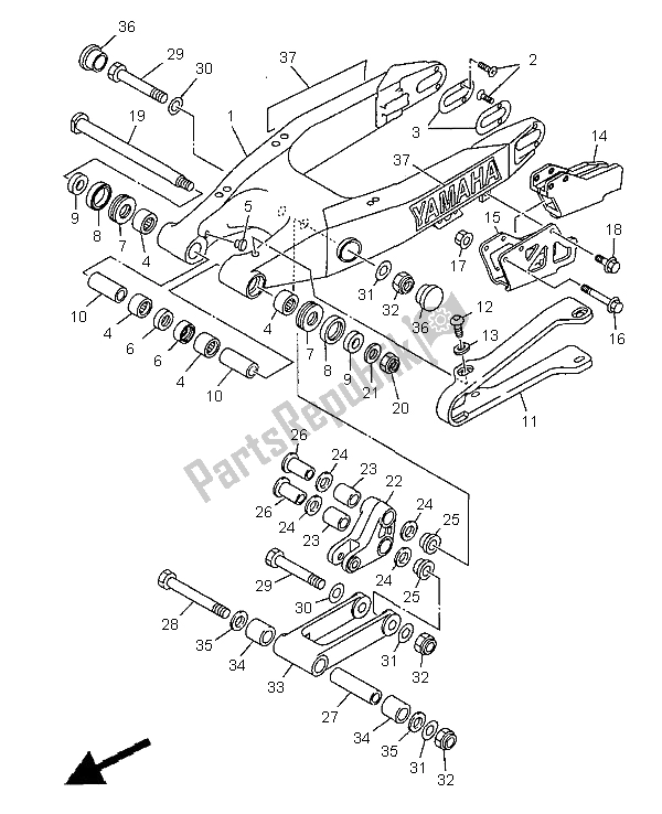 All parts for the Rear Arm of the Yamaha WR 400F 1999