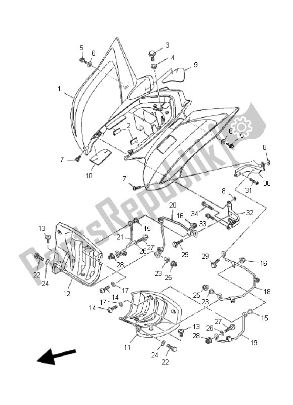 Wszystkie części do Tylny B? Otnik Yamaha YFM 700R 2007