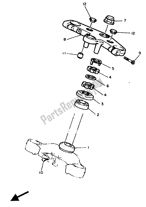 All parts for the Steering of the Yamaha FZR 1000 1991