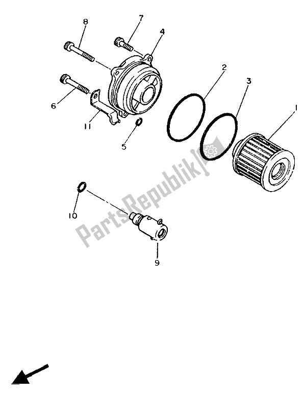Tutte le parti per il Filtro Olio del Yamaha XV 1000 Virago 1986