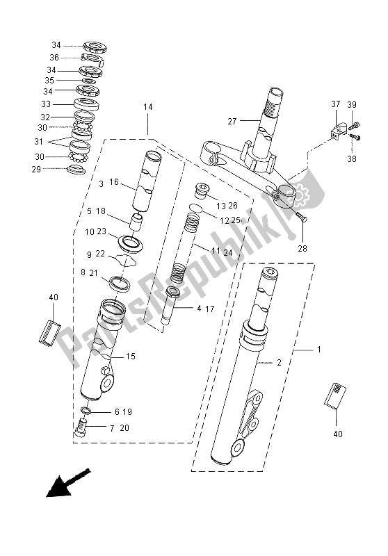 All parts for the Front Fork of the Yamaha CW 50 2014