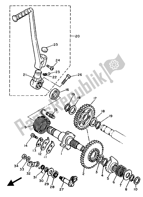 Todas as partes de Iniciante do Yamaha TT 600W 1989