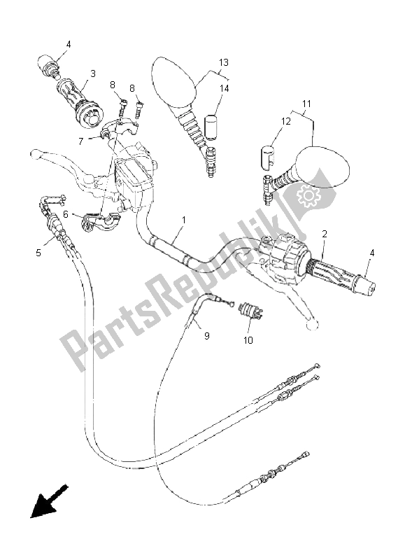 Todas las partes para Manija De Dirección Y Cable de Yamaha TDM 900 2005